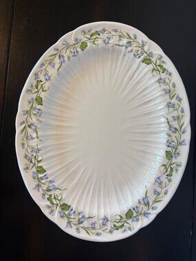 Vintage Floral Porcelain Plate With Bluebell Pattern & Scalloped Edge 10" Diamet